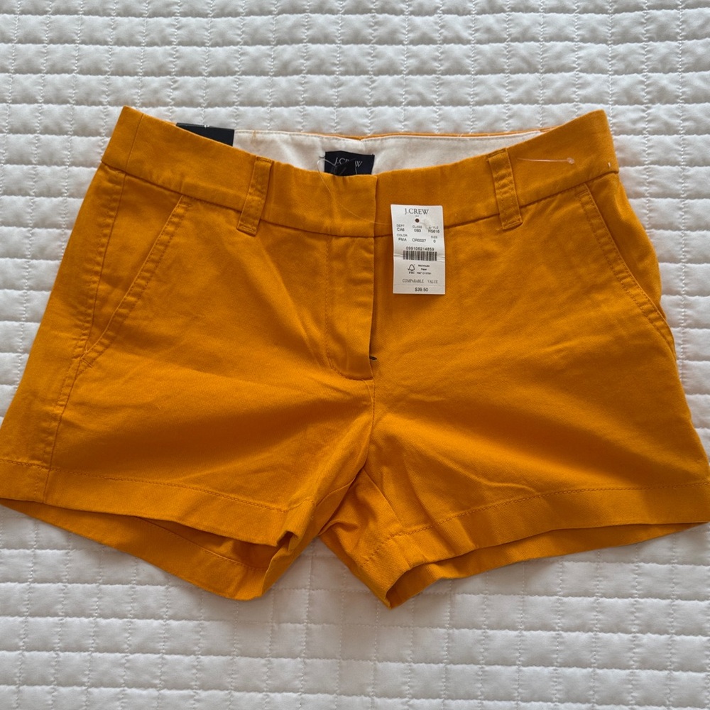 J. Crew Women's Mustard Yellow Chino Shorts Size 0 NWT